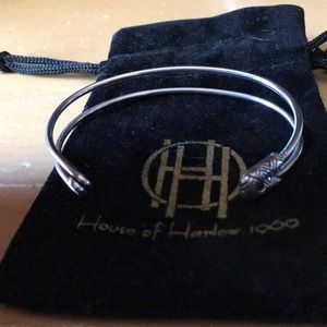 Silver house of Harlow safety pin stack bracelet